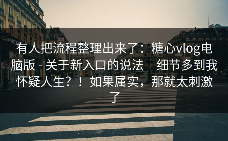 有人把流程整理出来了：糖心vlog电脑版 - 关于新入口的说法｜细节多到我怀疑人生？！如果属实，那就太刺激了